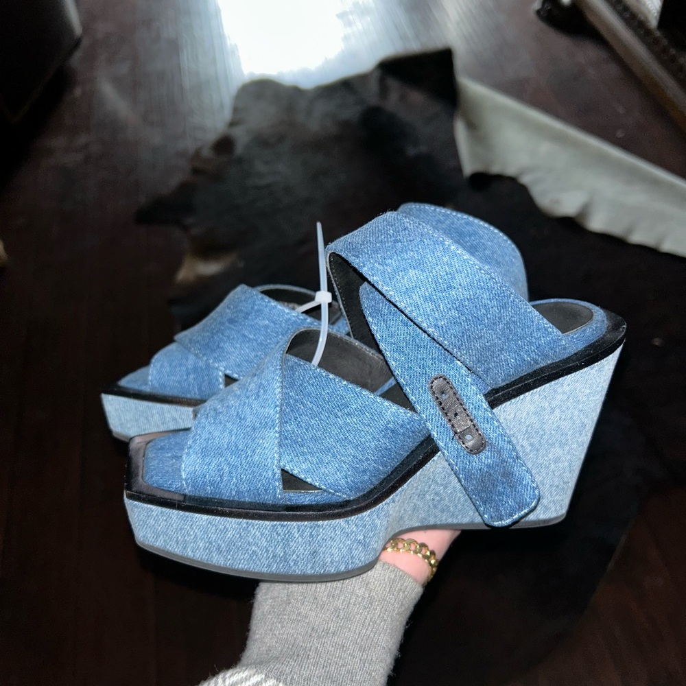 Rag & Bone Santiago Ankle Strap Denim Wedges